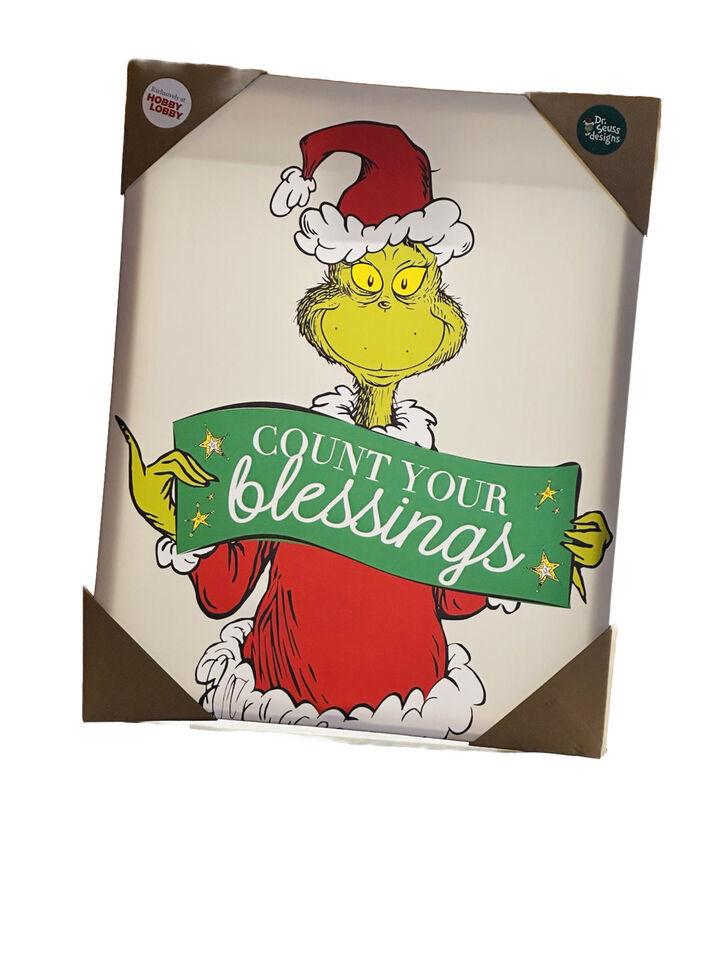 THE GRINCH COUNT YOUR BLESSINGS WALL ART | Dr. Seuss Christmas Décor Sign-16x20”