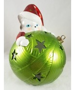 Christmas Kitty Cat on Green Ornament 2 Mode Light Flickering &amp; Color Ch... - $19.99