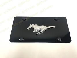 3D Running Horse Pony Emblem Black Aluminum Metal Vanity Front Plate For... - £22.52 GBP
