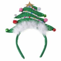 Christmas Tree Headband Funny Sequin Hairband with Bell Christmas Hair H... - £18.02 GBP