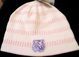 Lsu Tigers Women&#39;s Vintage Pink And White Cuffless Knit B EAN Ie Hat Ski Cap Toque - £7.97 GBP