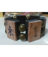 Vintage Mahjong Tile Bracelet Green Glass Bead Stretch - €72,58 EUR