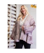 Easel Tie Dye Kimono Plus Size 1X Multicolor Open Front Gauze Ruffle Lon... - $645.29 MXN