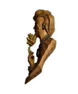 Vintage Solid Wood Wall Carving Lady Head With Yellow Flower Elegant Déc... - $137.13 CAD