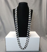 White &amp; Black Baroque Freshwater Pearls 63&quot; Long Endless Flapper Opera Necklace - £47.48 GBP