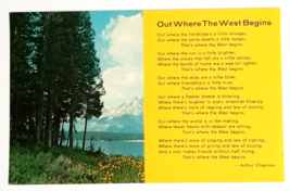 Out Where the West Begins Arthur Chapman Poem Wyoming WY Koppel Postcard... - $4.99