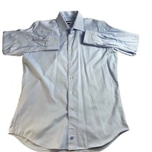 David Donahue Dress Shirt Men&#39;s 16.5 32/33 Purple Check Trim Fit Button Up - £15.57 GBP