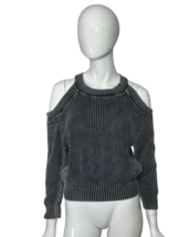 Evereve Sweater Black Grey Women&#39;s XS Cold Shoulders Amelia Boho Festiva... - $14.91