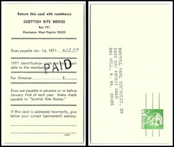 1971 US Postal Card-Scottish Rite Bodies, Charleston,West Virginia/Oak H... - $2.96