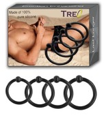 4 PCS Silicone Cock Bands - Flexible - Black - $147.55 MXN
