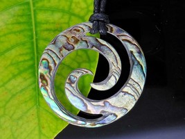 Koru Pendant Necklace Hand Carved Shell Beach Jewelry - £19.95 GBP