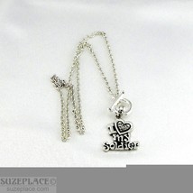NEW I LOVE MY SOLDIER RHINESTONE CHARM SILVER NECKLACE TOGGLE CLASP MILI... - $14.80