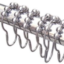 Bcurb Bathroom Bath Shower Curtain Steel Roller Ball Hook Rings Hangers ... - $11.99