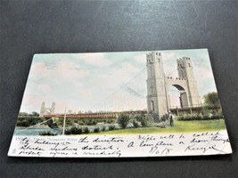 Suspension Bridge-Waco, Texas -Ben Franklin One cent Stamp -1908 Postcard. RARE. - £19.53 GBP