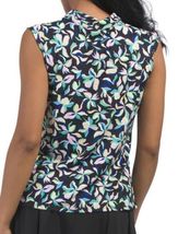 NWT STELLA PARKER Black Abstract Floral Kyle Sleeveless Mock Golf Shirt M XL image 2
