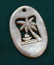 Vintage Mother of Palm Tree Pendant; Handmade Costume Jewelry, Indonesia 1950s - £14.81 GBP