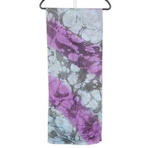 Satin Scarf Purple Blue Tie Dye Rectangle 68&quot;x14&quot; Eveningwear Accessory Sharon G - £12.54 GBP