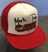 Vtg Mark Twain Cave SnapBack Trucker Hat White Foam Front Red Mesh Back Clean - £23.34 GBP