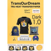 Tru-Iron On Heat Transfer Paper For Dark Fabric (15 Sheets, 8.5X11") T Shirt Tra - £28.32 GBP