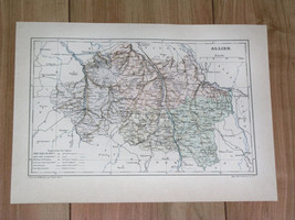 1887 Original Antique Map Of Department Of Allier Moulins / France - £17.65 GBP