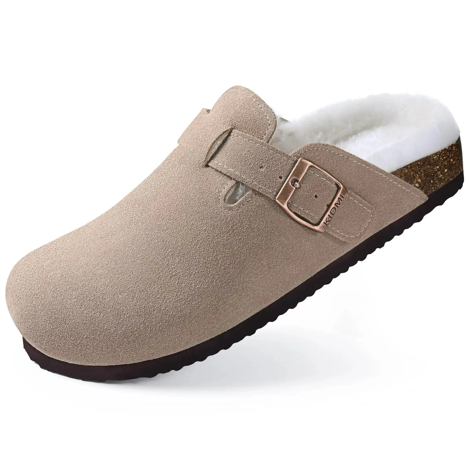 Crestar Fur Suede Clogs For Women Winter Fashion Cork Footbed Mules Slippers - £29.22 GBP+