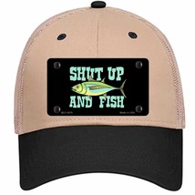 Shut Up And Fish Novelty Khaki Mesh License Plate Hat - £23.17 GBP