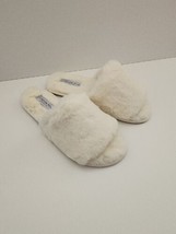 London Fog Lilly Fuzzy Slippers Womens 9 Ivory Faux Fur NEW - £16.90 GBP