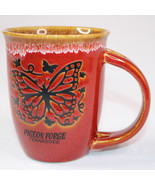 Butterfly Logo Pigeon Forge Tennesse Glazed Coffee Mug Red And Brown Tea... - $15.45 CAD