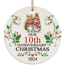 Our 10th Anniversary 2024 Ornament Gift 10 Years Christmas Cute Squirrel Couple - £11.64 GBP