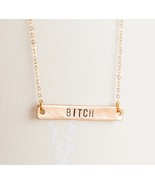 Bitch necklace, offensive gift gold feminist pendant fierce jewelry gift... - £19.98 GBP