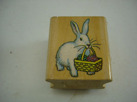 Bunny Basket 1988 Wooden Rubber Stamp All Night Media 598E Easter - $9.47