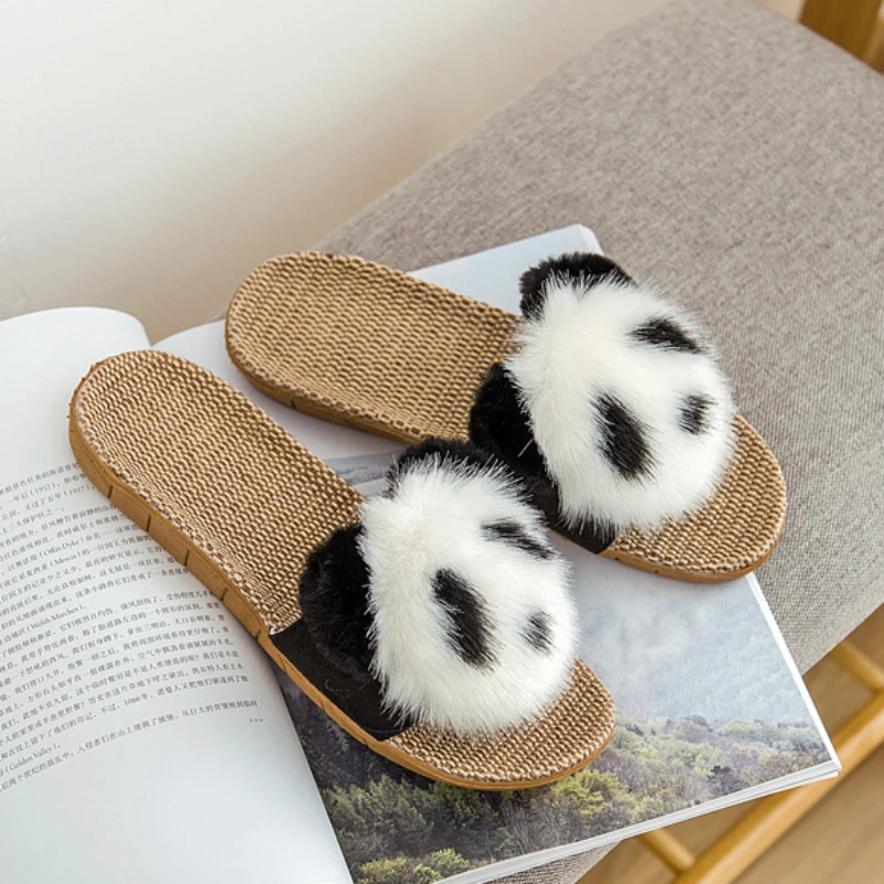 Cute  Slippers Women Indoor Summer Flax House Shoes  Flip Flops Comfortable Bedr - $71.64