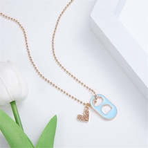 Blue Enamel &amp; Cubic Zirconia 18K Gold-Plated Heart &amp; Soda Tab Pendant Necklace - £10.38 GBP