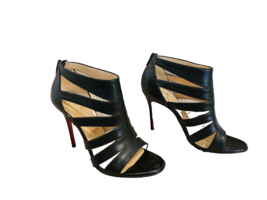 CHRISTIAN LOUBOUTIN Black Kid Leather  Beauty K 100 Cage Sandals - Size ... - £428.86 GBP