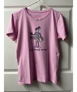 Life is Good Golf Shirt Womens Crusher T Size M Pink Talk Birdie to Me - £14.46 GBP