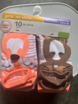 Wonder Nation Girls No Show Socks With Exotic All Animals 10 Pack  Size M 10.5-4 - £7.89 GBP