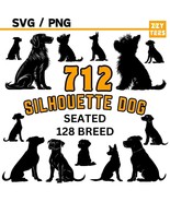 712 Dog Silhouette Svg Png, Seated Dog Clipart, 128 Dog Breeds Digital F... - €2,54 EUR