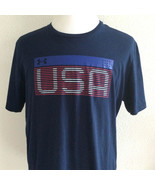 Under Armour USA Graphic T Shirt Men&#39;s XL Loose Short Sleeve Navy Freedo... - $24.53 CAD