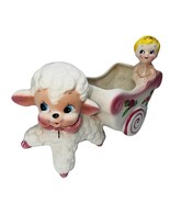 Vintage Ceramic Napco Kitschy Nursery Baby Lamb Chariot Wagon Planter Ja... - €30,14 EUR