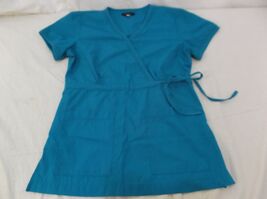Peaches Teal Solid Color/ Pattern Scrub Top 6684 - $11.08