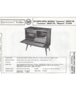 1958 OLYMPIC-OPTA CREMONA 5804 T/W Console Photofact MANUAL Receiver 580... - £8.62 GBP