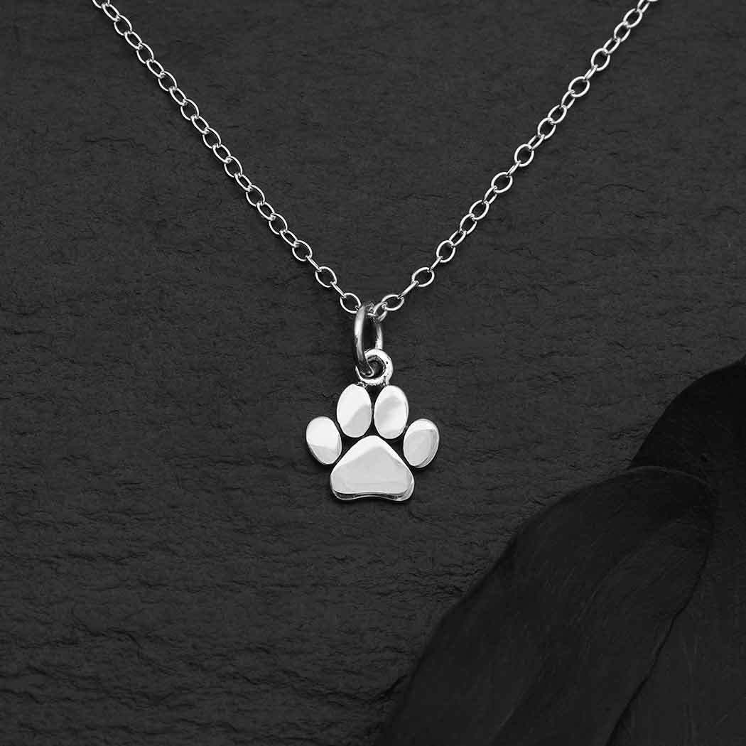 Sterling Silver Paw Print Necklace - $37.16
