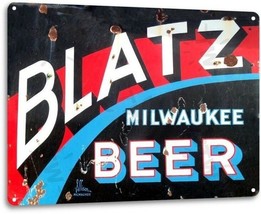 Blatz Beer Logo Weathered Retro Vintage Wall Decor Bar Man Cave Metal Ti... - $17.99