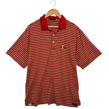 Peter Millar Polo Shirt Mens Medium Red Green Stripe Crest Logo Christma... - $17.81