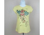 Max Rave Women&#39;s Cap Sleeve T-Shirt Size Small Yellow TH23 - $7.42