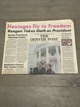 THE DENVER POST January 20, 1981 Reagan Takes Oath Iran Hostages Fly to ... - $22.00