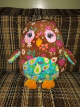 Mary Meyer Owl Plush 11&quot; 6307 Brown Floral Flowers Paisley Blue Pink Bea... - $25.73