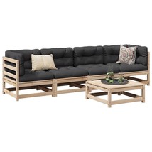5 Piece Patio Sofa Set with Cushions Solid Wood Pine - $22,526.33 MXN