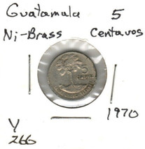 Guatemala 5 Centavos, 1971, Nickel-Brass, KM270 - £1.43 GBP