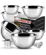 14-Piece Stainless Steel Mixing Bowl Set with Measuring Tools and Spoons - $54.74 CAD
